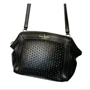kate spade mercer isle sienna black leather laser cut crossbody purse